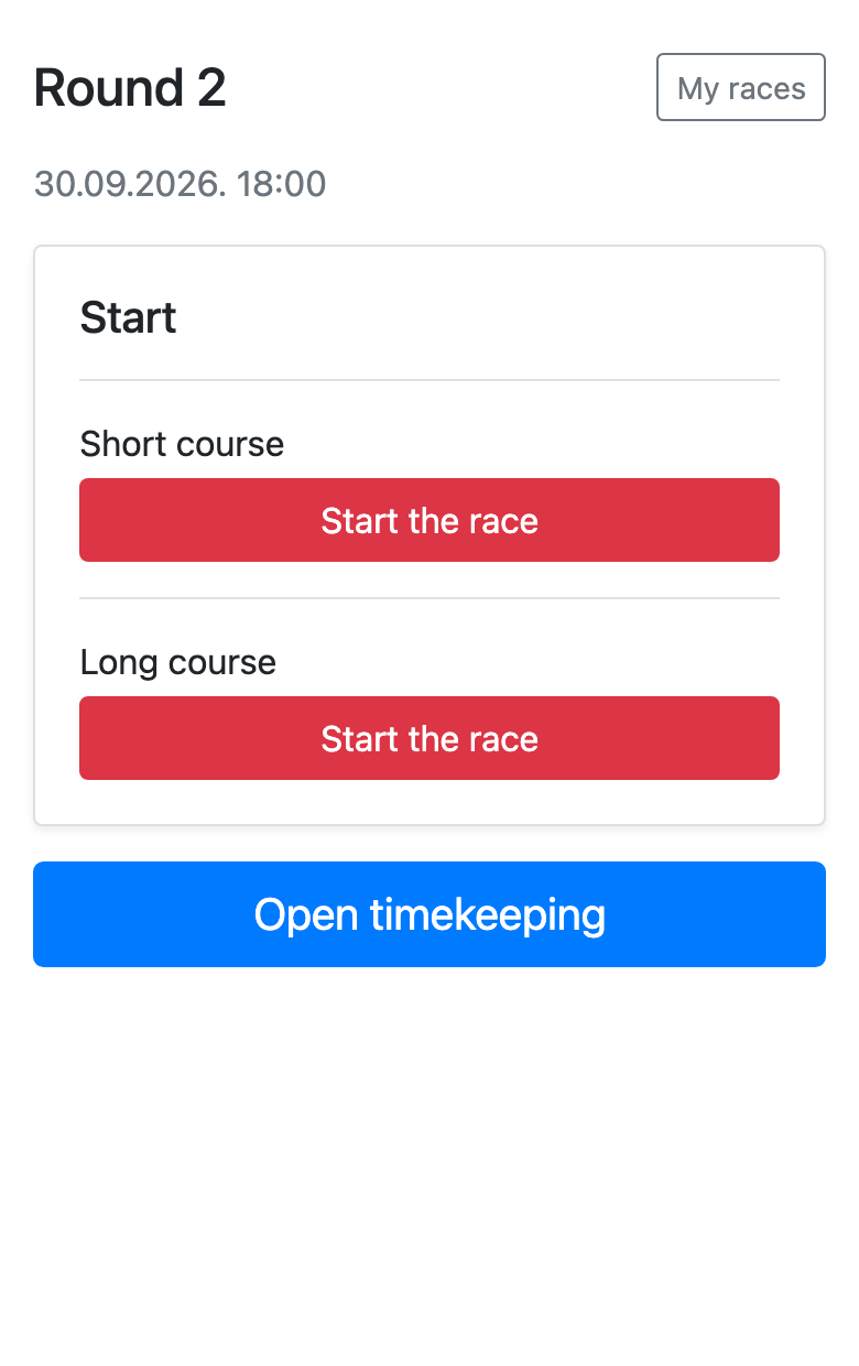 Starting a round — a button per start