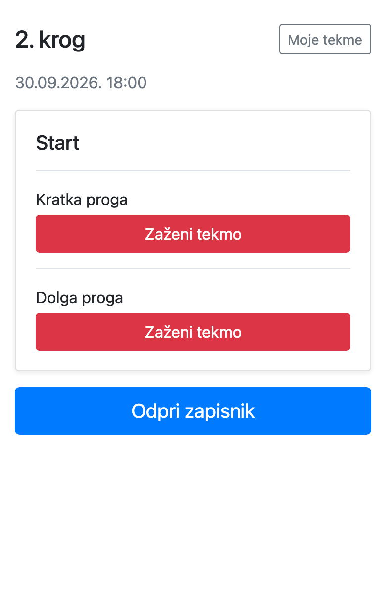 Štart kroga — gumb za vsak štart